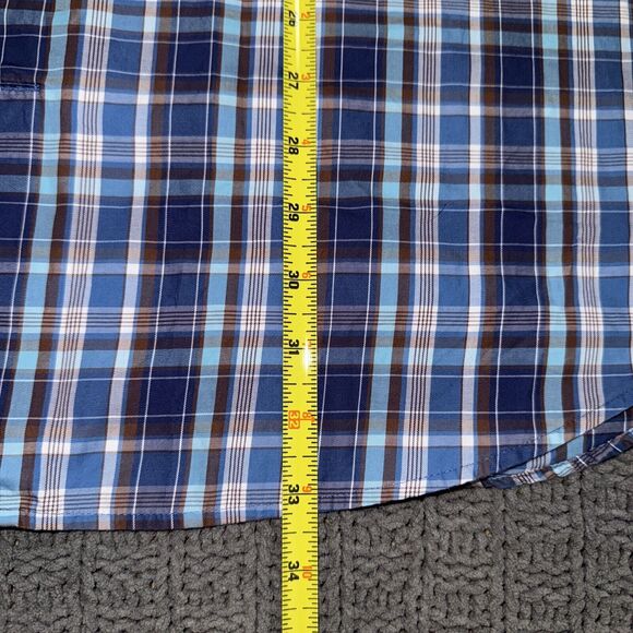 Peter Millar XL Button Down 100% Cotton Plaid Blue Extra Large XL Rn:100306 - Picture 6 of 7
